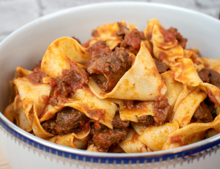 Wild Boar Ragu Sauce With Pappardelle Pasta Authentic Italian